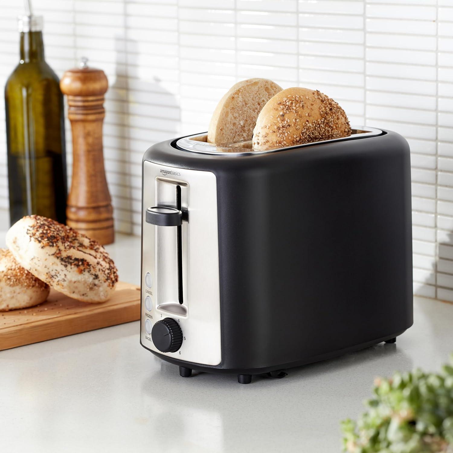 Amazon Basics 2 Slice Toaster: Precise Browning, Bagel Slots