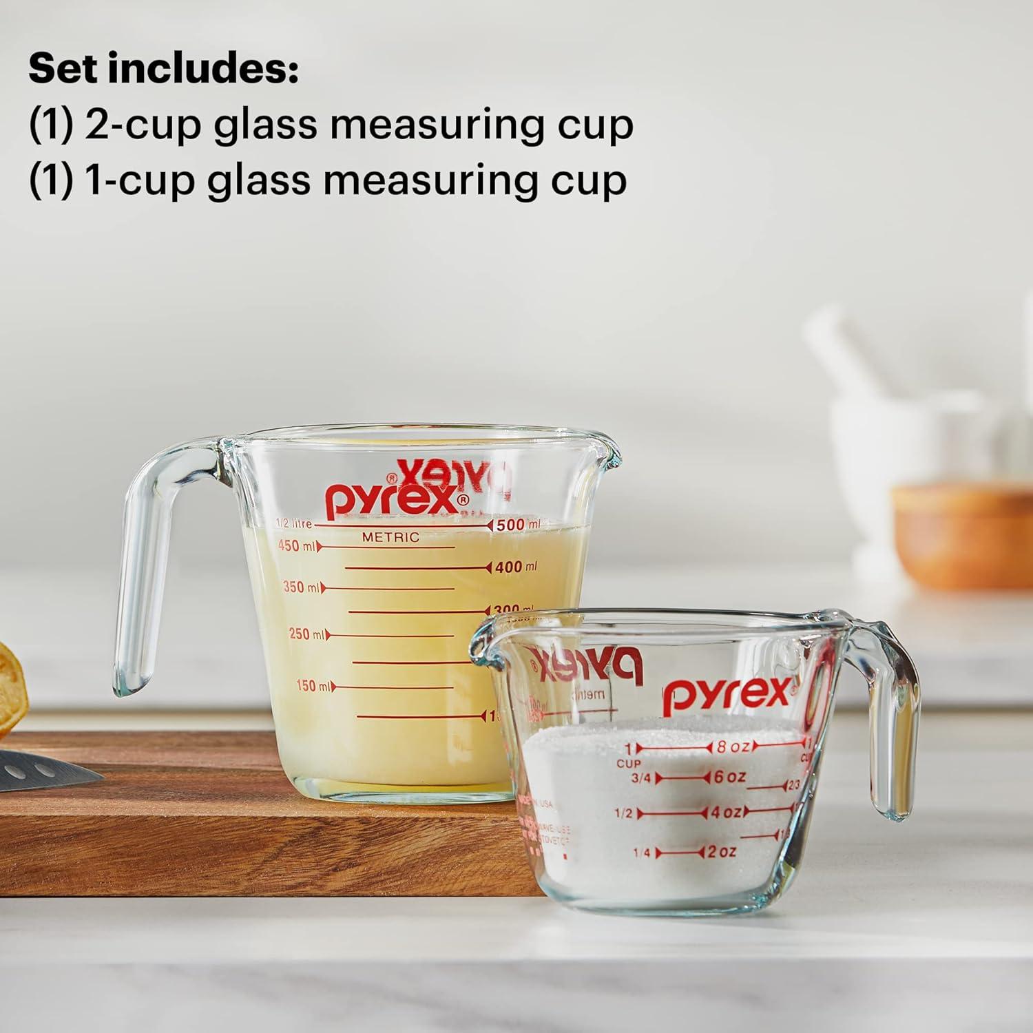 Pyrex 2 Piece Glass Measuring Cup Set: Freezer-to-Oven Safe