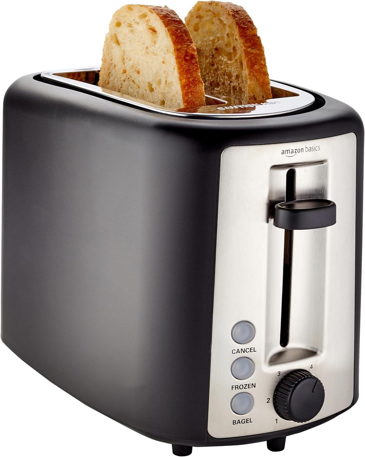 Amazon Basics 2 Slice Toaster: Precise Browning, Bagel Slots