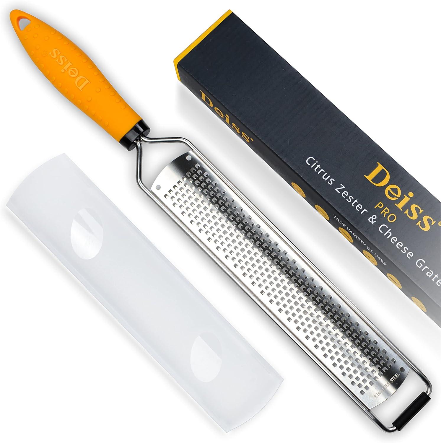 Deiss PRO Citrus Lemon Zester & Cheese Grater: Razor-Sharp Steel