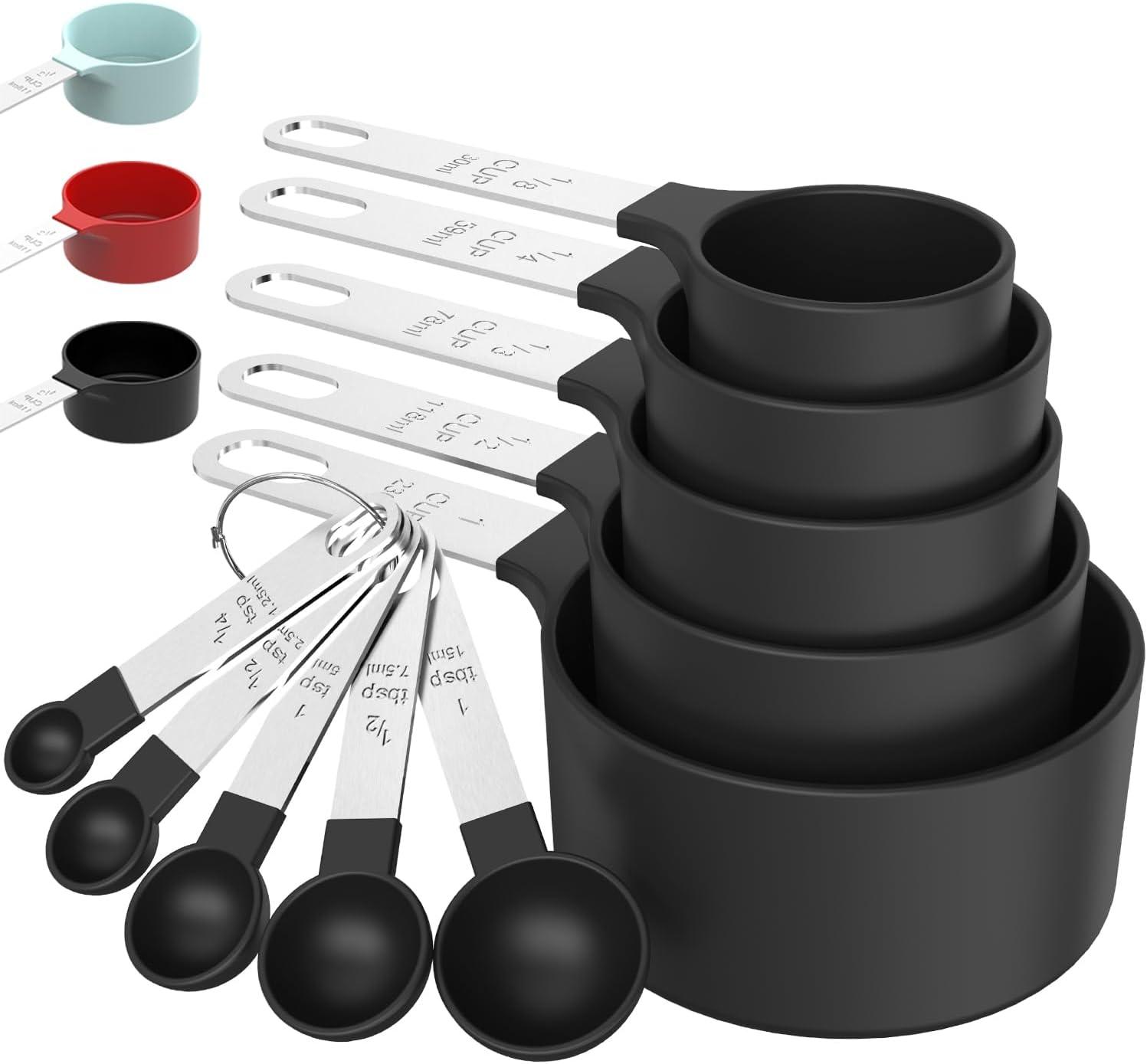 TILUCK Measuring Cups & Spoons Set: Nesting Design, Steel Handles