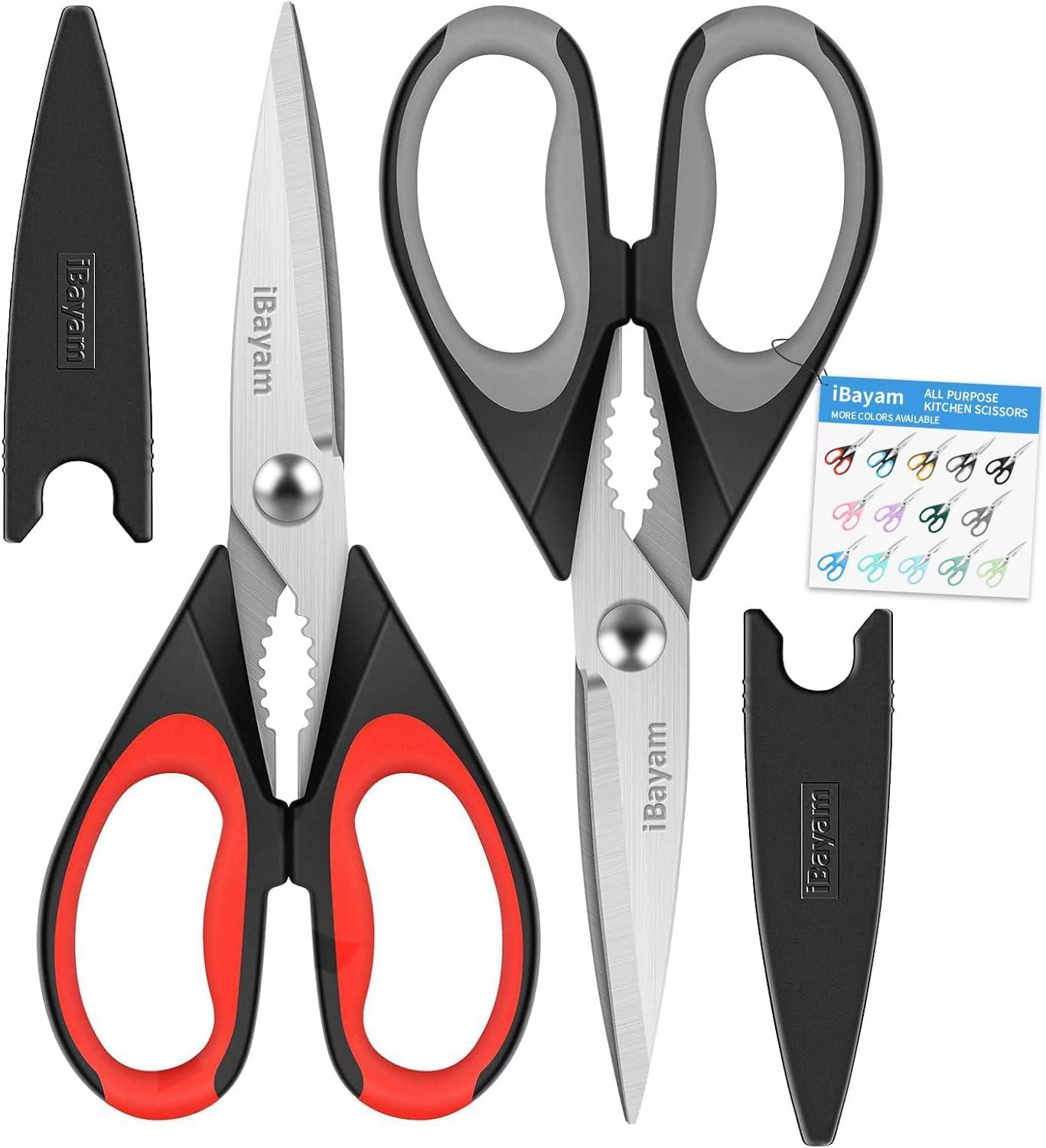IBayam Kitchen Scissors: Heavy-Duty, Dishwasher Safe, with Sheath